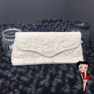 Vintage Kane M Ivory Sequin and Beaded Clutch